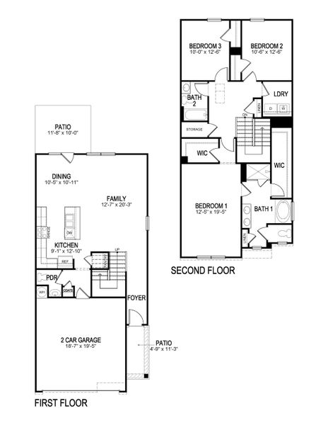 2D floor plan layout for the Salisbury 24' by D.R. Horton in Pointe Park, Union City, GA (Image 3).