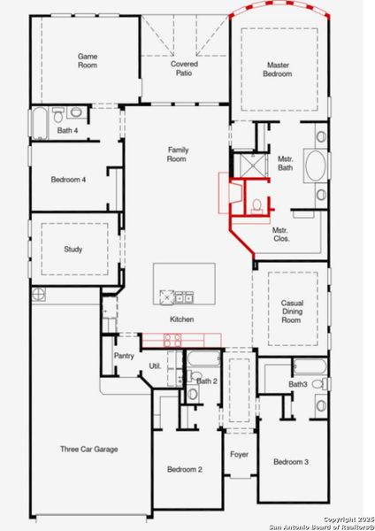 2D floor plan layout of this home in Homestead 65', Schertz, TX (Image 3).