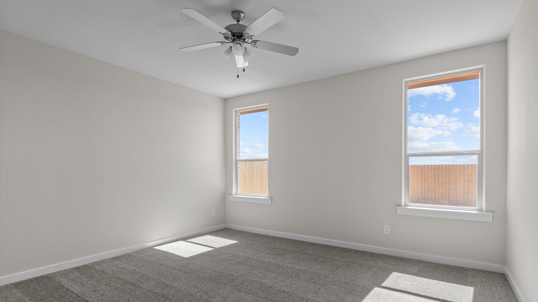 Representative unfurnished interior of a home built from the CARLSBAD by D.R. Horton in Northwest Passage, Midland (Image 10). Representative unfurnished interior of a home built from the CARLSBAD by D.R. Horton in Northwest Passage, Midland (Image 10).