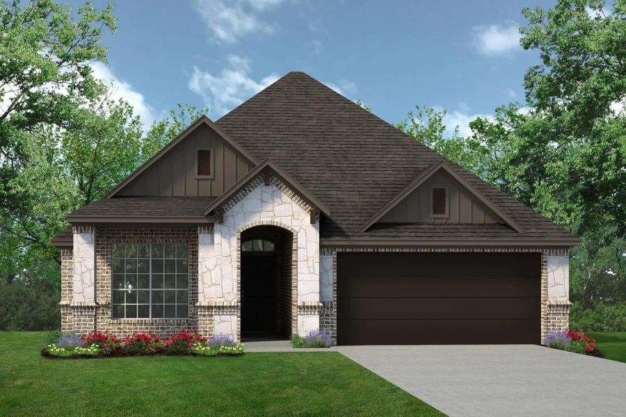 Elevation C with Stone | Concept 1638 at Chisholm Hills in Cleburne, TX by Landsea Homes