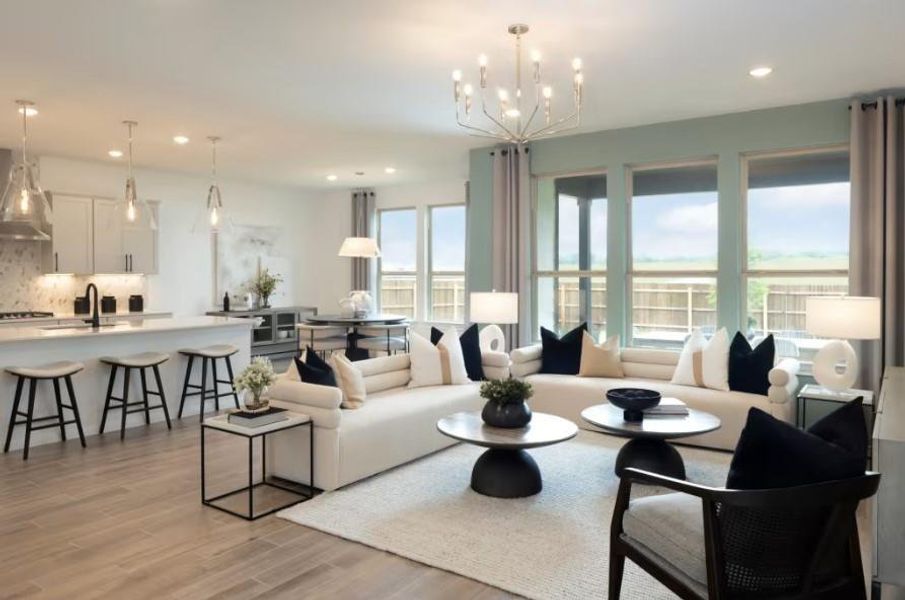 Photo of Pulte model home with same floor plan, not of actual home listed.