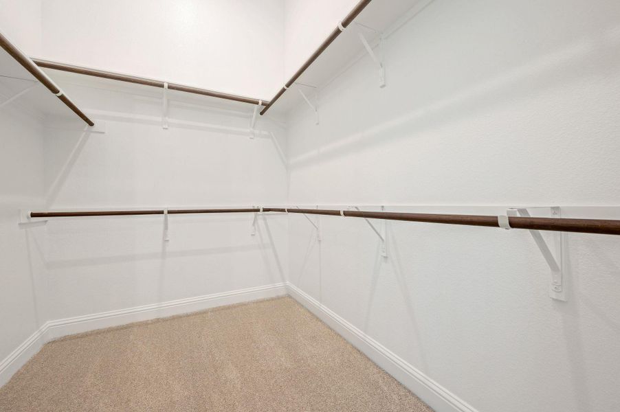 Walk in closet with light carpet