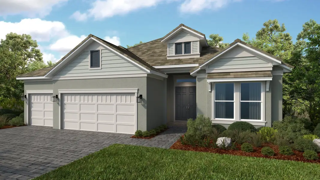Representative exterior photo of a completed home built from the Palermo by Taylor Morrison in Esplanade at Azario Lakewood Ranch, Lakewood Ranch, FL (Image 16). Representative exterior photo of a completed home built from the Palermo by Taylor Morrison in Esplanade at Azario Lakewood Ranch, Lakewood Ranch, FL (Image 16).