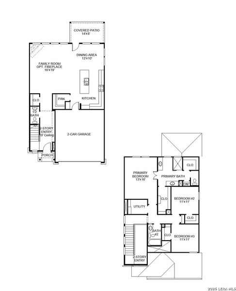 2D floor plan layout of this home in Legacy at Lake Dunlap, New Braunfels, TX (Image 3).