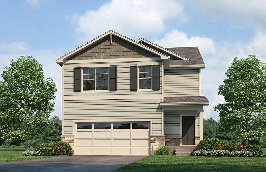Front exterior of a new home in Prairie Song, Windsor, CO, highlighting curb appeal (Image 2). Front exterior of a new home in Prairie Song, Windsor, CO, highlighting curb appeal (Image 2).