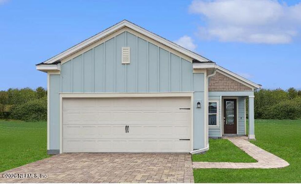Front exterior of a new home in , St. Augustine, FL, highlighting curb appeal (Image 1). Front exterior of a new home in , St. Augustine, FL, highlighting curb appeal (Image 1).