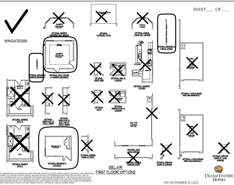 Belair Floor PlanStructural options added: Tray ceiling in primary bedroom, optional window in primary bedroom, Bedroom 3 ilo study, optional windows at casual dining, Bath 3 at loft.