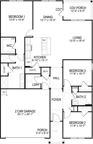 2D floor plan layout for the Aria by D.R. Horton in The Preserve at Davis Place, Athens, TN (Image 3). 2D floor plan layout for the Aria by D.R. Horton in The Preserve at Davis Place, Athens, TN (Image 3).