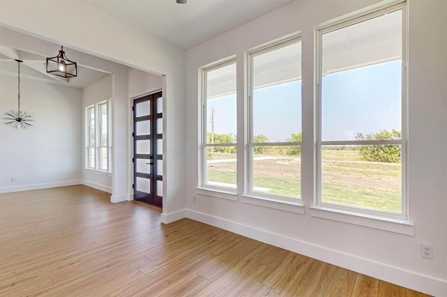 Spare room with plenty of natural light and light hardwood / wood-style flooring