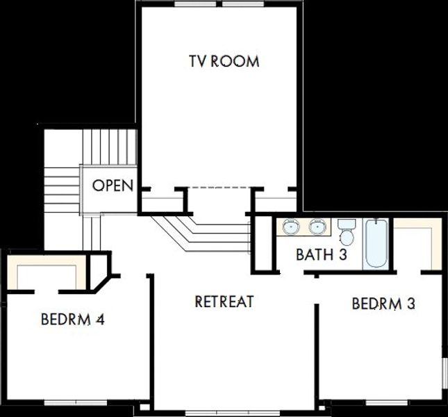 2D floor plan layout of this home in The Woodlands Hills 70’, Willis, TX (Image 3).