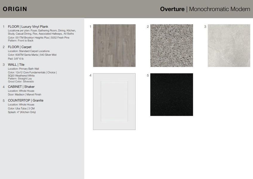 21855 Canyon Moon Lane design selections. Home is currently under construction and selections are subject to change.