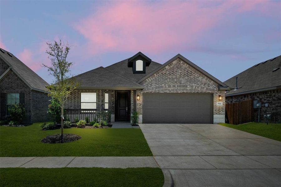 Front exterior of a new home in Chisholm Hills, Cleburne, TX, highlighting curb appeal (Image 22).