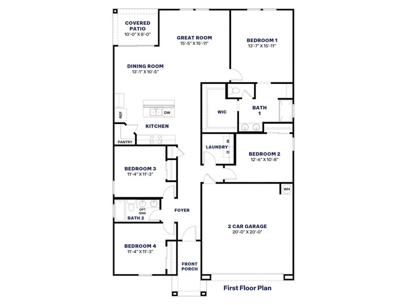 2D floor plan layout of this home in Radiance at Superstition Vistas, Apache Junction, AZ (Image 3).