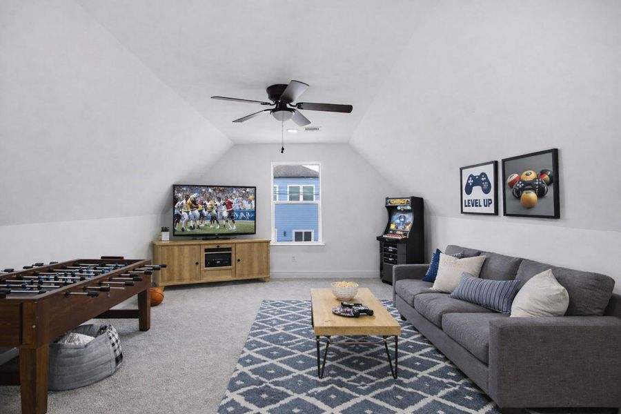 Well appointed b onus room with full bath, offering exceptional flexibility for living, work, or guests.