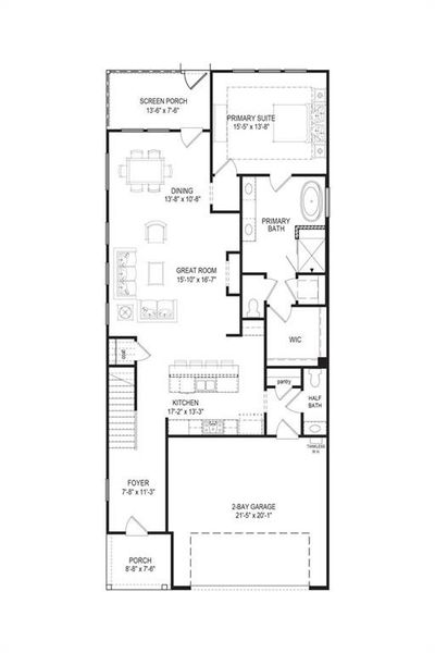 2D floor plan layout of this home in Legacy Downs, Canton, GA (Image 4).
