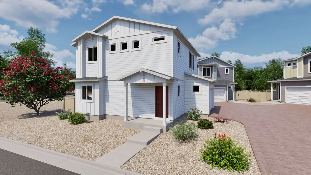 Front exterior of a new home in Muegge Farms, Bennett, CO, highlighting curb appeal (Image 1). Front exterior of a new home in Muegge Farms, Bennett, CO, highlighting curb appeal (Image 1).