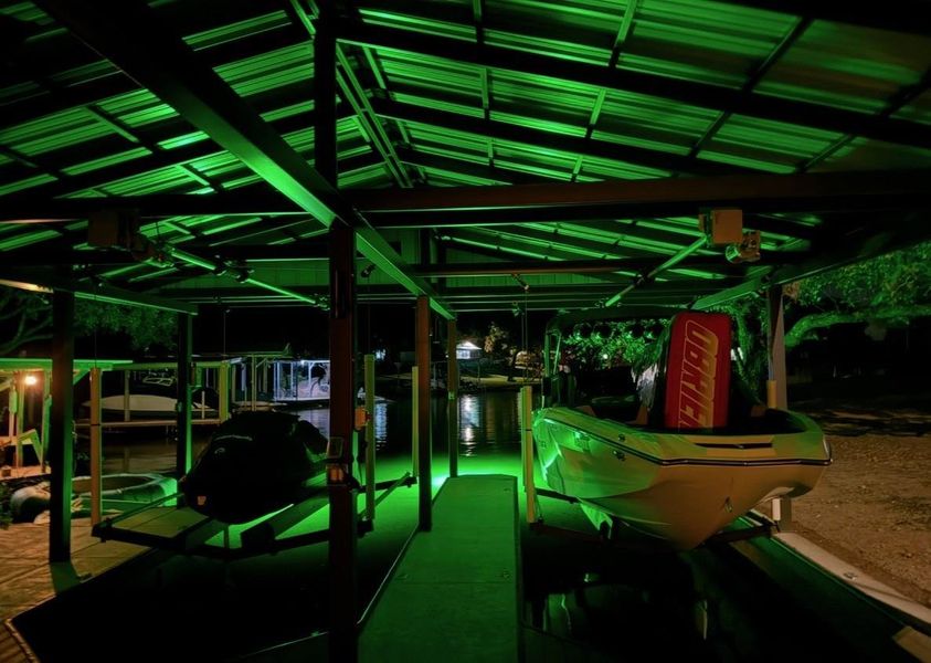 Dock with two slips and fishing lights