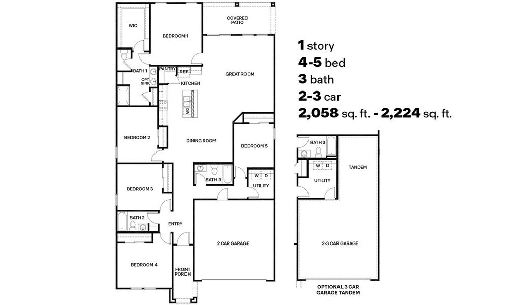 2D floor plan layout for the Dalea by D.R. Horton in Hanson Ridge, Vail, AZ (Image 3).