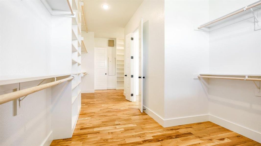 Spacious closet with wood-type flooring