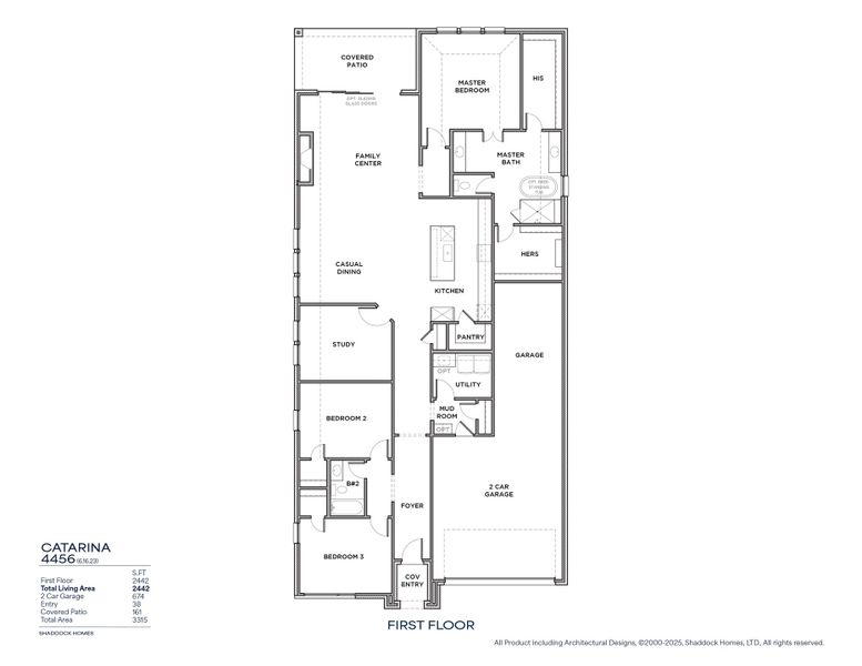 2D floor plan layout for the Catarina - 4456F by Shaddock Homes in Fields - 50' Lots, Frisco, TX (Image 3).