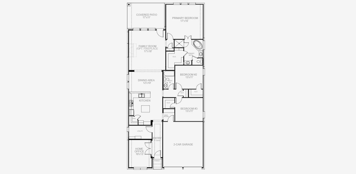 2D floor plan layout for the 1950W by Perry Homes in Veramendi, New Braunfels, TX (Image 3).