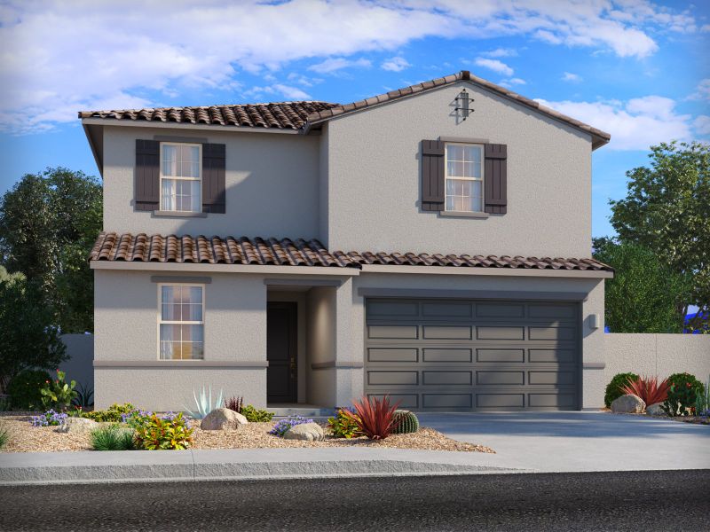 Representative exterior photo of a completed home built from the Emerald by Meritage Homes in Mandarina - Premier Series, Marana, AZ (Image 21).