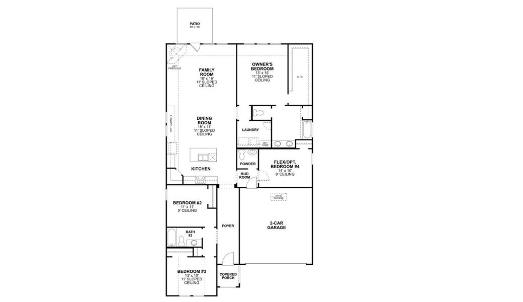2D floor plan layout for the Clary by M/I Homes in Eliana, McKinney, TX (Image 3).