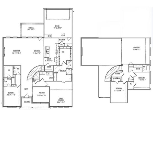 2D floor plan layout for the The Volente - Rear Entry by Lillian Custom Homes in Dominion Park, Waxahachie, TX (Image 3).