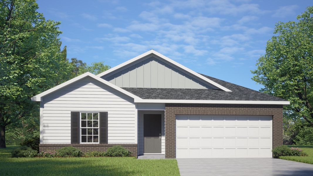 Representative exterior photo of a completed home built from the Freeport II - Express by D.R. Horton in Hobbs Farm, Ayden, NC (Image 6).