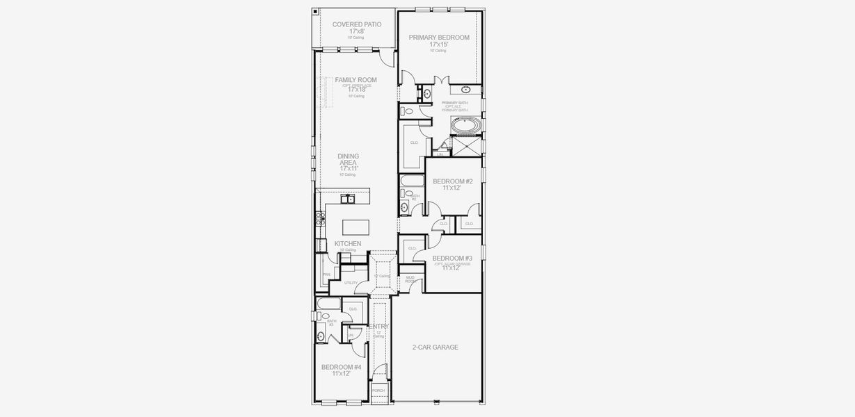 2D floor plan layout for the 2169W by Perry Homes in Veramendi, New Braunfels, TX (Image 5).
