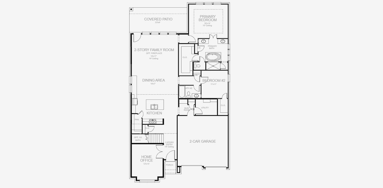 2D floor plan layout for the 2722H by Perry Homes in The Parklands, Santa Clara, TX (Image 4).