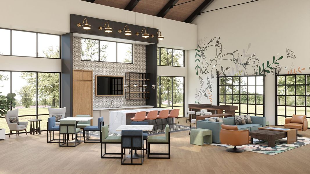 Common area with high vaulted ceiling and a wooden ceiling with exposed beams