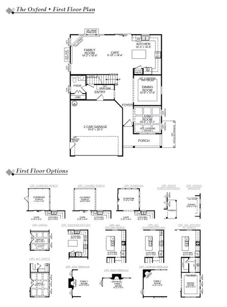 2D floor plan layout for the Oxford by Eastwood Homes in Ferry Grove, Lexington, SC (Image 3).