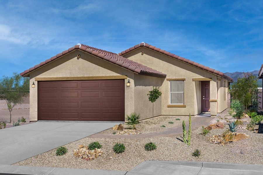 Representative exterior photo of a completed home built from the Plan 1465 by KB Home in Mandarina Reserve, Marana, AZ (Image 1).