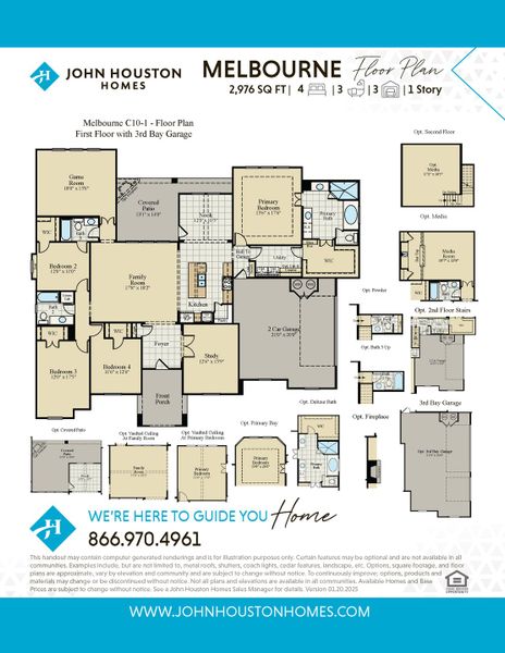 2D floor plan layout for the Melbourne by John Houston Homes in Oak Creek Ranch - 1 Acre Lots, Midlothian, TX (Image 3).