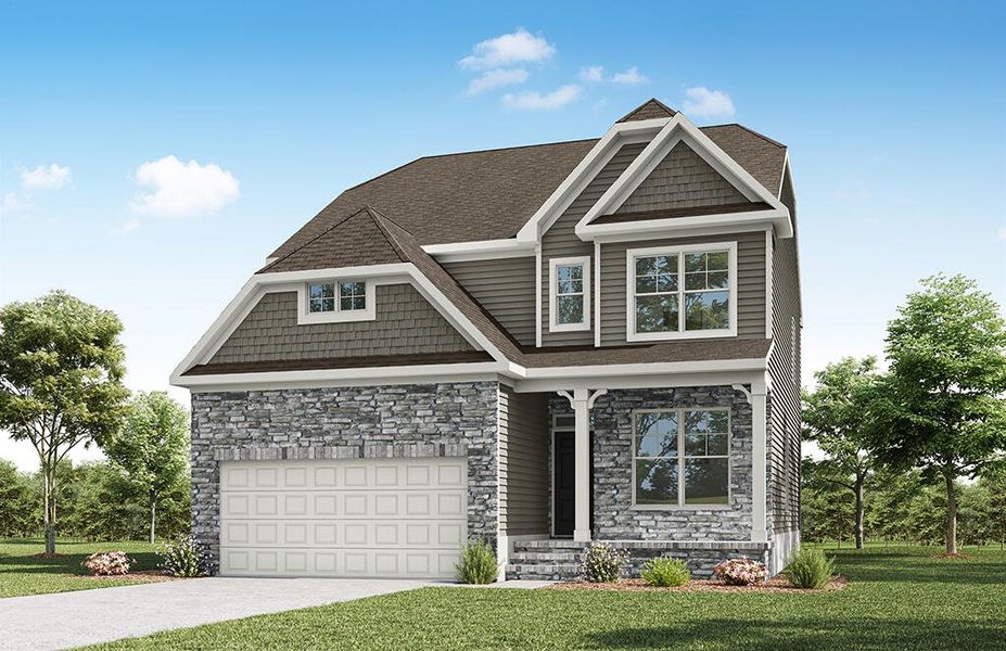 Representative exterior photo of a completed home built from the Oxford by Eastwood Homes in Black Forest Pointe, Benson, NC (Image 9).