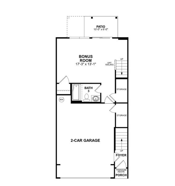 2D floor plan layout of this home in Green Level Trail Townhomes, Apex, NC (Image 5).