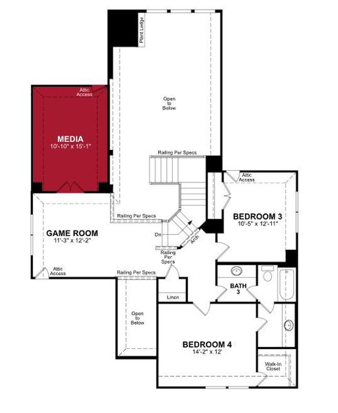 2D floor plan layout of this home in Enclave at Legacy Hills, Celina, TX (Image 3).