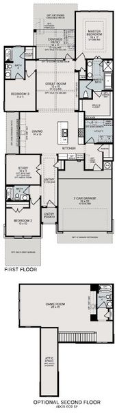 2D floor plan layout for the Tarpley by Sitterle Homes in Comanche Trace, Kerrville, TX (Image 3).