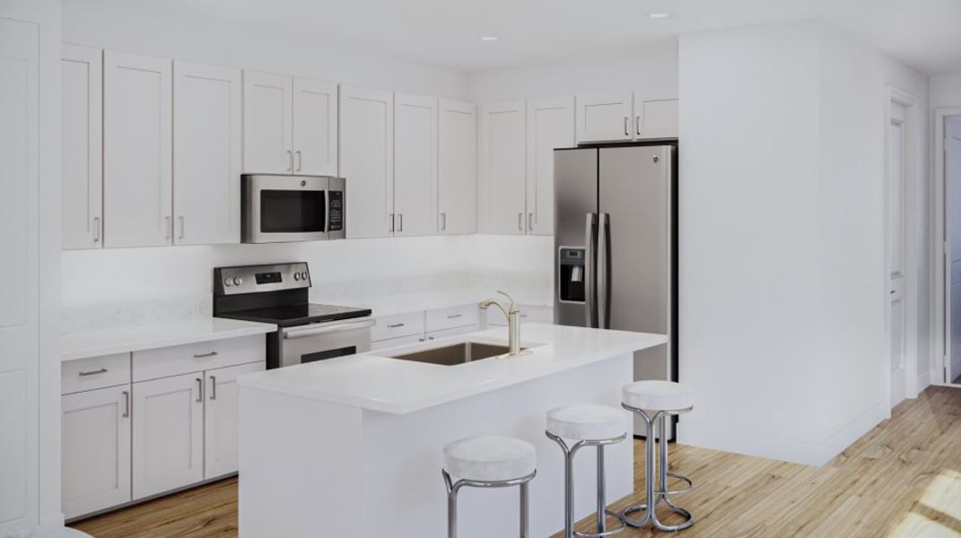 Smooth top range with microwave above