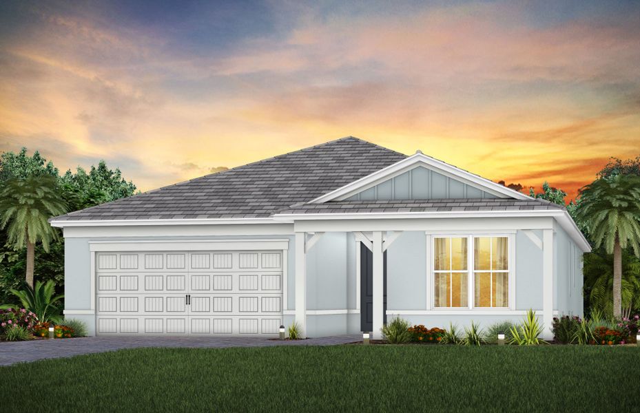 Representative exterior photo of a completed home built from the Prosperity by DiVosta in BeachWalk by Manasota Key, Englewood, FL (Image 21).