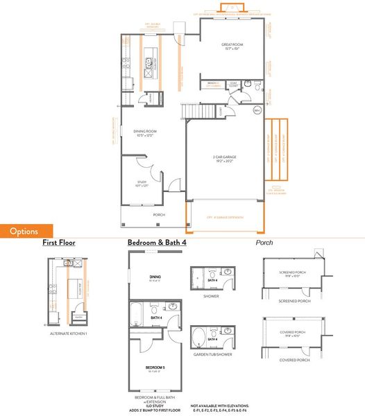 2D floor plan layout for the Huntley by True Homes in Westbrook Falls, Colfax, NC (Image 4).