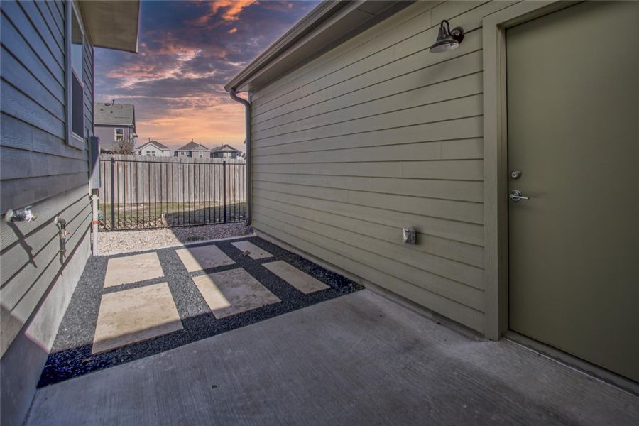 Courtyard and detached garage