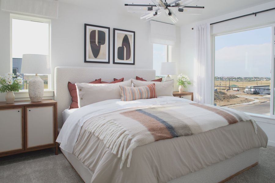 Furnished interior view inside a new home in Lyric at RidgeGate Townhomes, Lone Tree (Image 6).