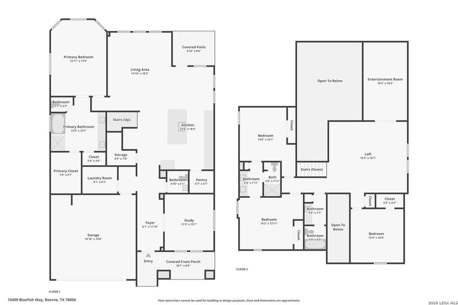 2D floor plan layout of this home in Fox Falls, Boerne, TX (Image 6).