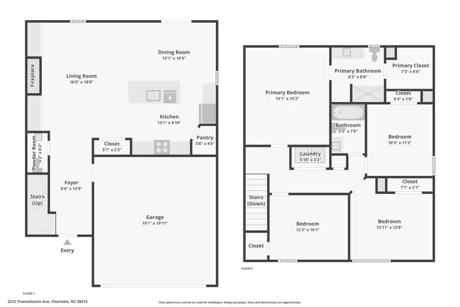 2D floor plan layout of this home in McKee Creek Village, Charlotte, NC (Image 5).