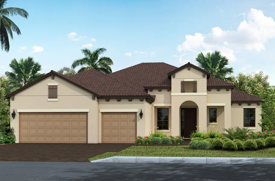Representative exterior photo of a completed home built from the Sanibel by Neal Communities in Verandah, Fort Myers, FL (Image 2). Representative exterior photo of a completed home built from the Sanibel by Neal Communities in Verandah, Fort Myers, FL (Image 2).