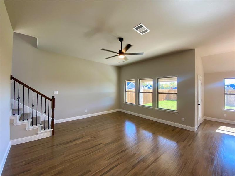 Wall of windows for lots of light in the warm family room Wall of windows for lots of light in the warm family room