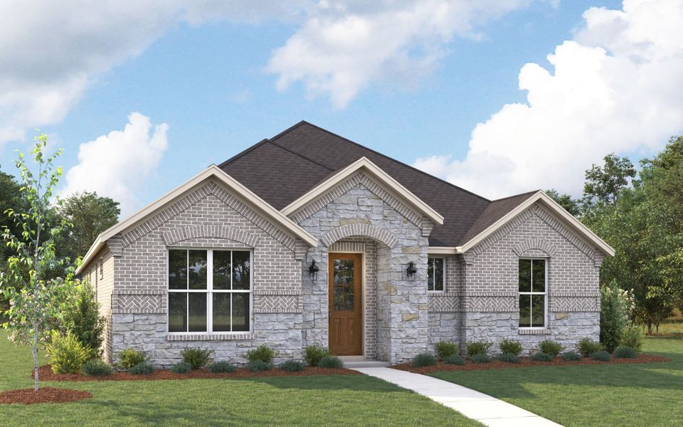 The Conroe - Old World with Stone Elevation The Conroe - Old World with Stone Elevation