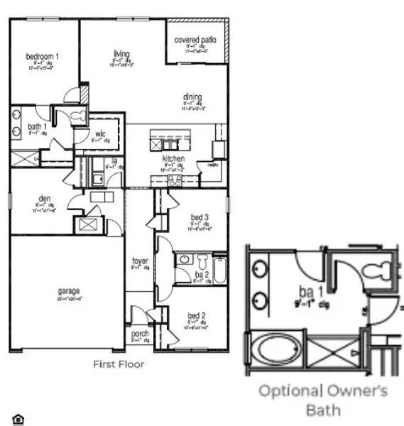 2D floor plan layout of this home in The Pines at New Hampstead, Savannah, GA (Image 2).